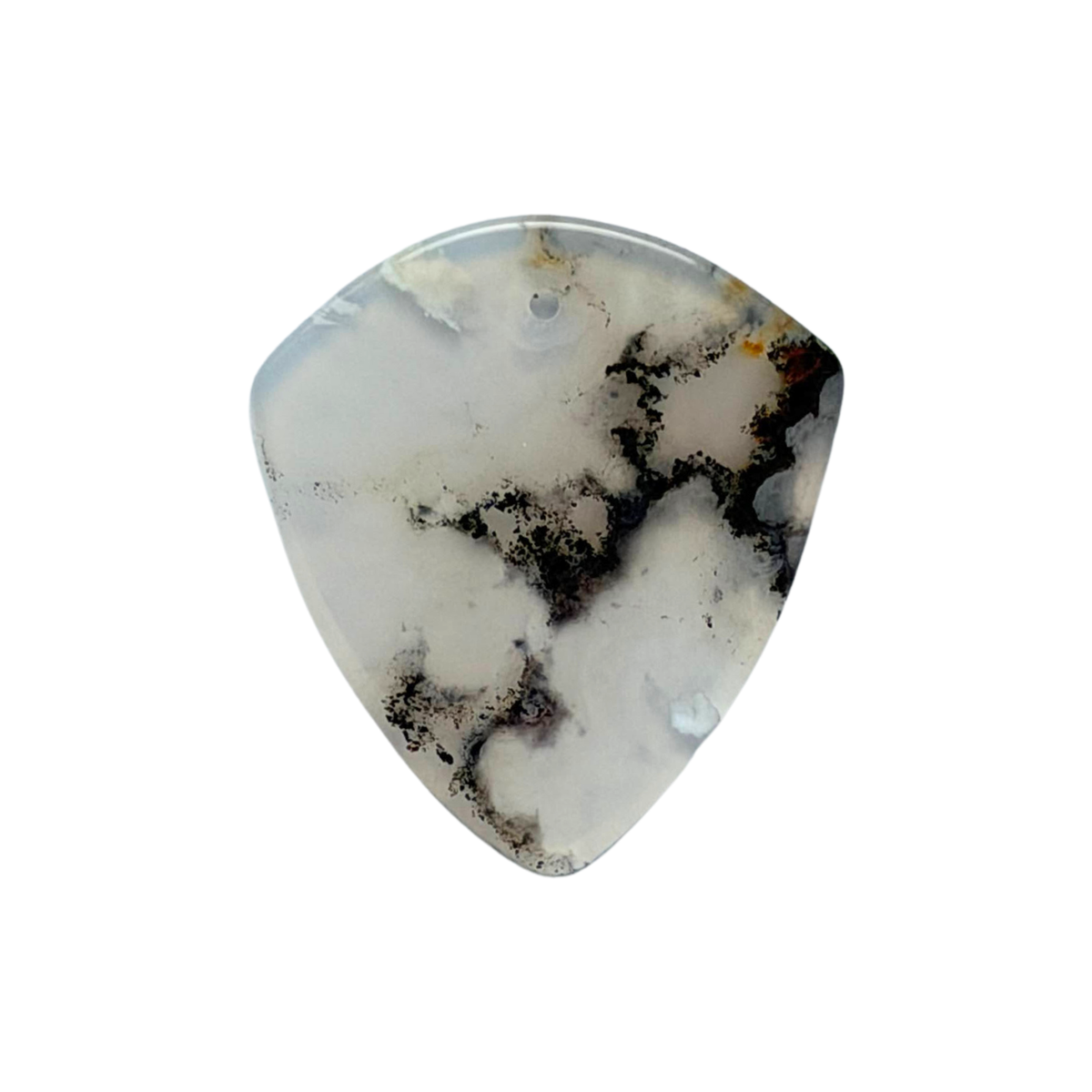 handmade clear and gray plume agate stone guitar pick