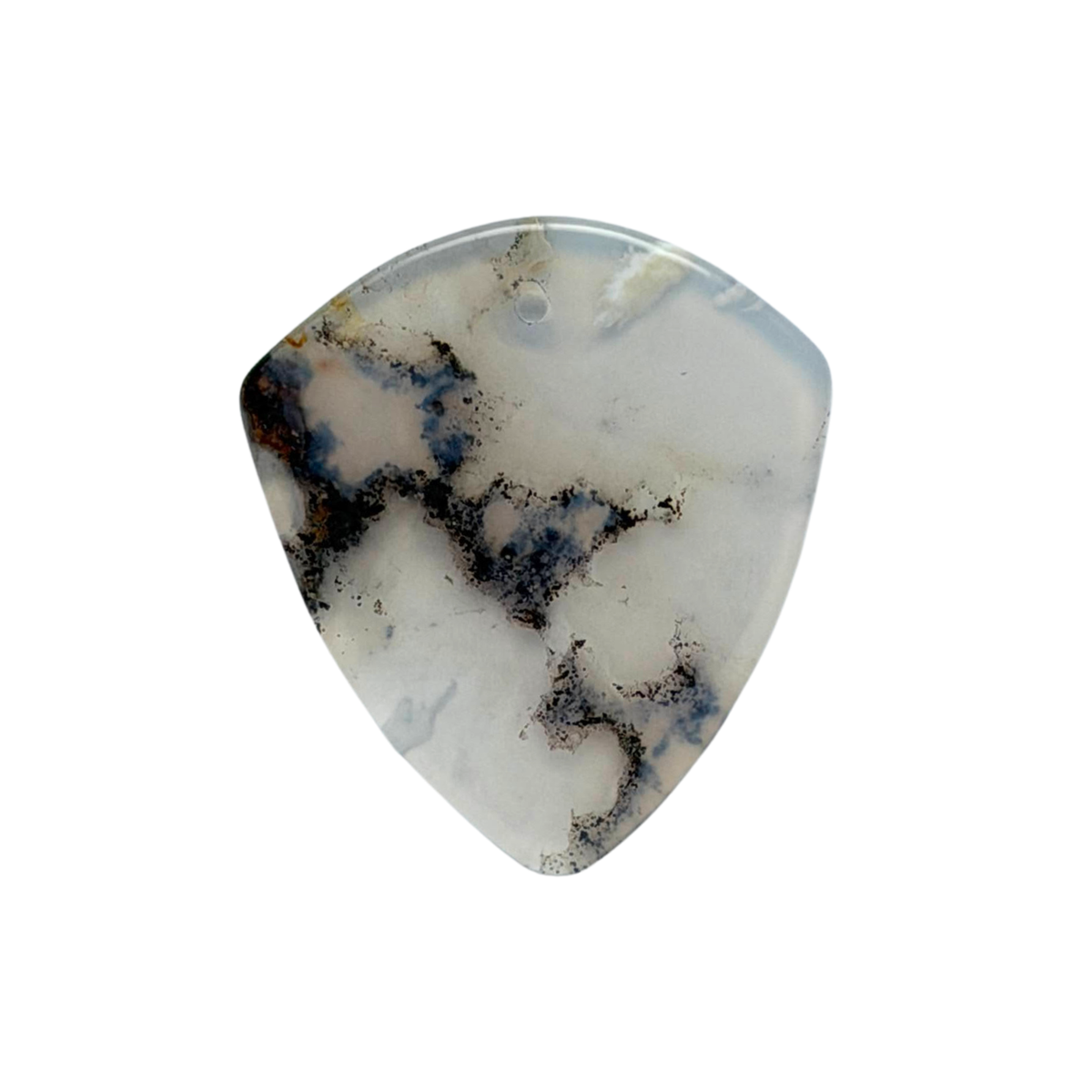 handmade clear and gray plume agate stone guitar pick