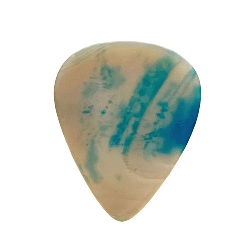 Blue Yellow Brazilian Agate Thin Standard Stone Pick. Item # 5219. Limited Series